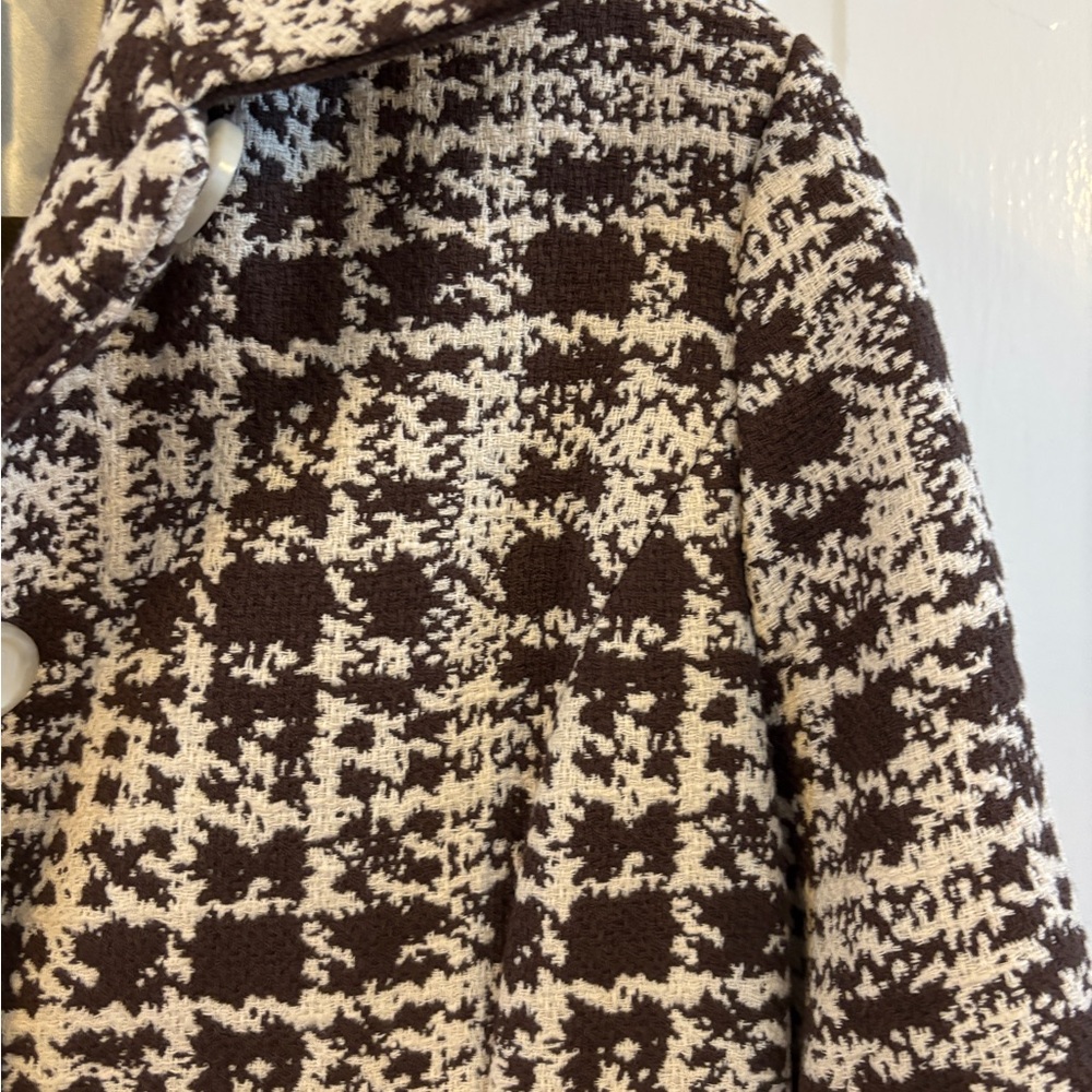Ann Taylor Tweed Spring Coat in Brown and Cream size Med, lined, 100% Cotton - Picture 2 of 5